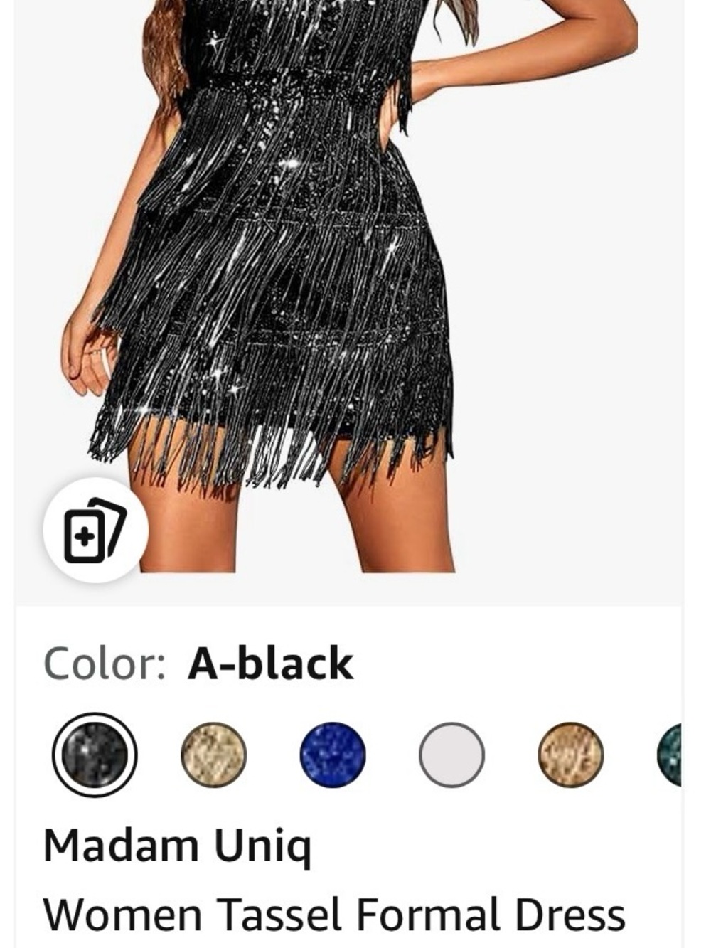 Black Sequin Fringe Party Dress Size M - Picture 2 of 5
